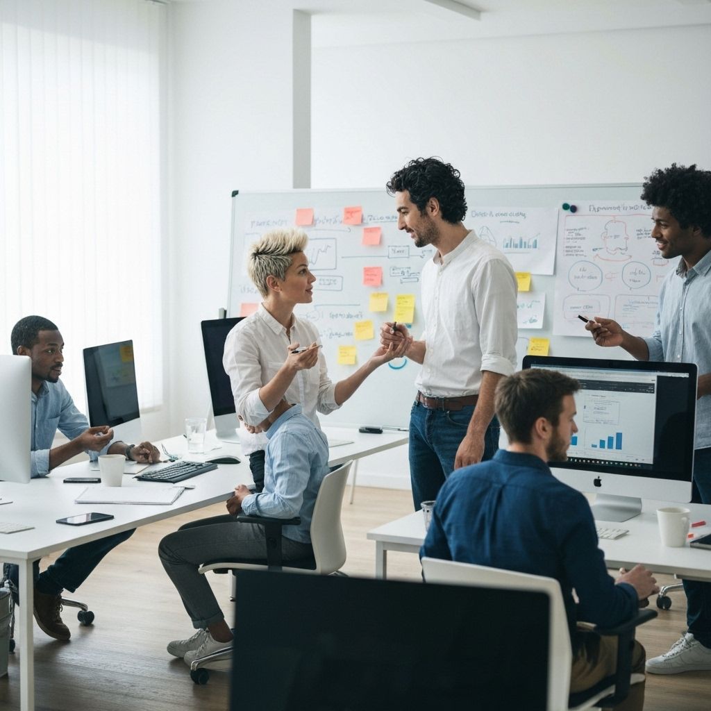 Professional team working in modern office on digital marketing strategies